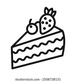 Cheesecake icon Black line art vector logo
