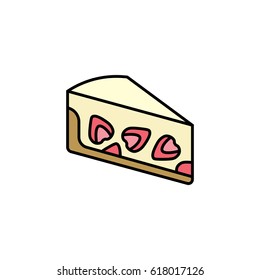 Cheesecake icon. Strawberry cake slice. 