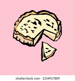 Cheesecake icon. Sweet cake pie grunge brush vector illustration.