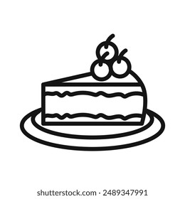 Cheesecake icon Vector symbol or sign set collection in black and white outline