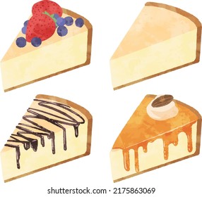 Cheesecake Illustration Set, Sweets, Dessert