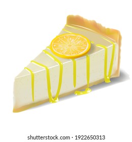 Cheesecake with lemon, Vector Illustration isolated on white background