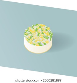 Cheesecake with lime, mint leaf topping, birthday cake, cookies base, creamy cake, grey green blue background, sweet dessert, congratulate, birthday card
