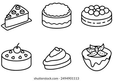 Cheesecake line art beautiful dessert illustration