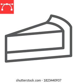Cheesecake line icon, dessert and cake, piece of cheesecake sign vector graphics, editable stroke linear icon, eps 10