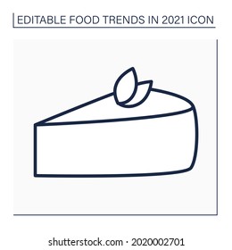 Cheesecake Line Icon. Tender Cream-cheese Dessert. Delicious Dessert. Food Trends Concept. Isolated Vector Illustration. Editable Stroke