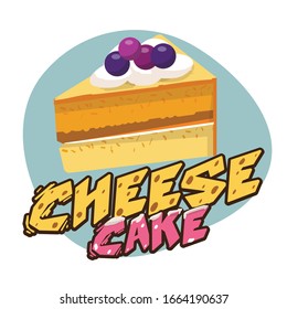 Logo del pastel de queso. concepto de postre - ilustración vectorial