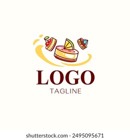 Cheesecake logo in vector, flat style.