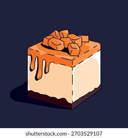 Tarta de queso con rebanadas de mango. Ilustración vectorial en un estilo de dibujos animados.
