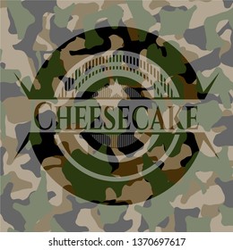 Cheesecake on camouflaged texture