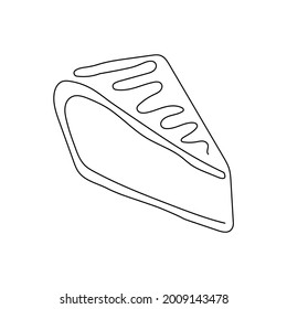 Cheesecake One Line Art. Continuous Line Drawing Of Tart, Pie.