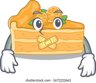 Cheesecake orange mascot cartoon character design with silent gesture