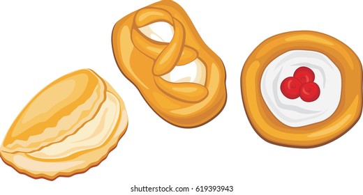 Cheesecake and pies. Vector