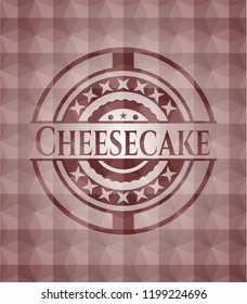Cheesecake red emblem with geometric background. Seamless.