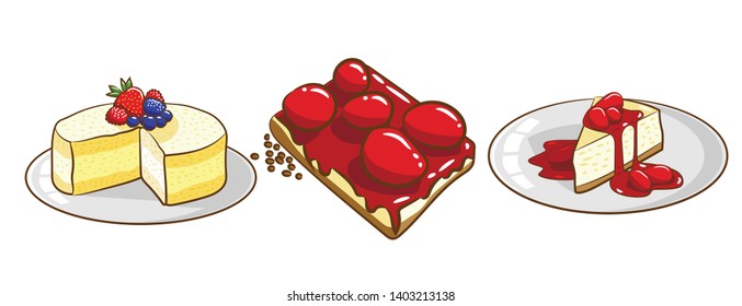 Cheesecake set vector graphic design