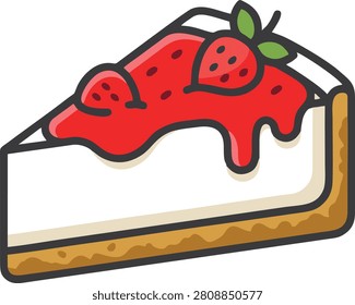 Cheesecake slice with strawberry sauce topping cheesecake strawberry illustration culinary celebration delicious delicacy decoration