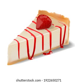 Cheesecake with Strawberry, Vector Illustration isolated on white background