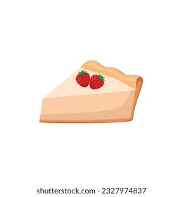 Cheesecake with Strawberry, Vector Illustration isolated on white background