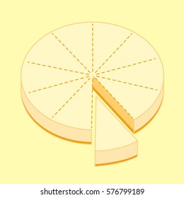 Cheesecake ten pieces partition scheme, vector sketch illustration