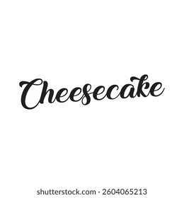 Cheesecake text on white background.