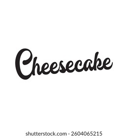 Cheesecake text on white background.