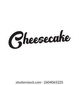 Cheesecake text on white background.
