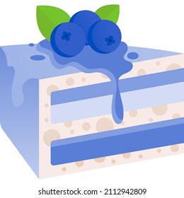 Icono vectorial del pastel de queso. Postre de pasteles en el plato. Pastel dulce con crema de caramelo, jarabe de mermelada y logo de la panadería azul aislado en fondo blanco