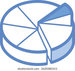 Cheesecake wheel icon vector illustration on transparent background.