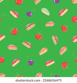 Cheesecakes with berry flavor will decorate dessert and give bliss, dessert, confectioner, currant, sugar, vector, illustration, isolated, background, art, food, jam,
