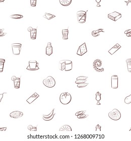 Cheeses, Drinks, Fruits, Seafood and Table setting set. Background for printing, design, web. Usable as icons. Seamless. Color.
