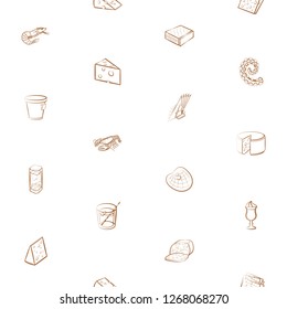 Cheeses, Drinks, Fruits, Seafood and Table setting set. Background for printing, design, web. Usable as icons. Seamless. Color.