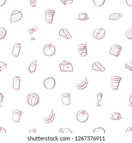 Cheeses, Drinks and Fruits set. Background for printing, design, web. Usable as icons. Seamless. Color.
