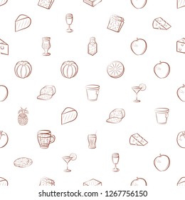 Cheeses, Drinks and Fruits set. Background for printing, design, web. Usable as icons. Seamless. Color.