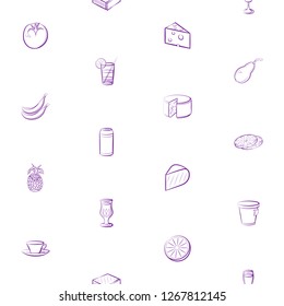 Cheeses, Drinks and Fruits set. Background for printing, design, web. Usable as icons. Seamless. Color.