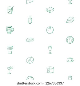 Cheeses, Drinks and Fruits set. Background for printing, design, web. Usable as icons. Seamless. Color.