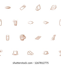 Cheeses, Drinks, Fruits and Table setting set. Background for printing, design, web. Usable as icons. Seamless. Color.