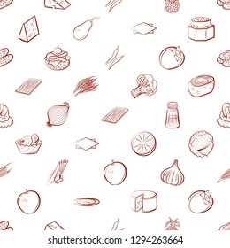 Cheeses, Fruits, Snacks, Table setting and Vegetables set. Background for printing, design, web. Usable as icons. Seamless. Binary color.