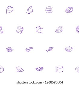 Cheeses and Seafood set. Background for printing, design, web. Usable as icons. Seamless. Color.