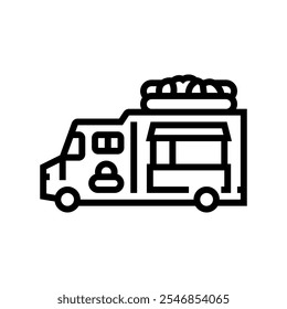 cheesesteak food truck line icon vector. cheesesteak food truck sign. isolated contour symbol black illustration