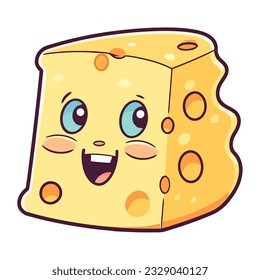 Cheesy cheese slice brings joy and happiness icon isolated