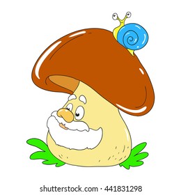 Cheesy Mushroom boletus. Vector mushroom old character isolated