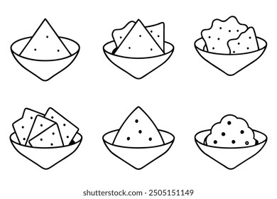 Cheesy Nachos line art crispy tortilla chips melt