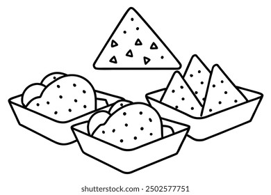 Cheesy Nachos line art cheesy goodness snack time