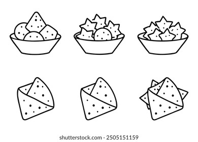 Cheesy Nachos line art indulgent snack treat for sharing