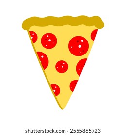 Cheesy Pepperoni Pizza Slice. Cartoon vector clip art illustration