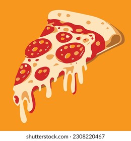 Cheesy Pepperoni Pizza Slice, vector illustration