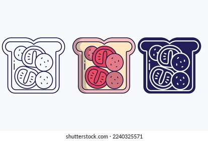 Cheesy Pepperoni toast illustration vector icon