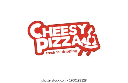 Cheesy Pizza logo with cheese dripping