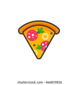 Cheesy pizza slice icon. 