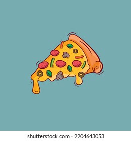 Cheesy pizza slice vector illustration. 